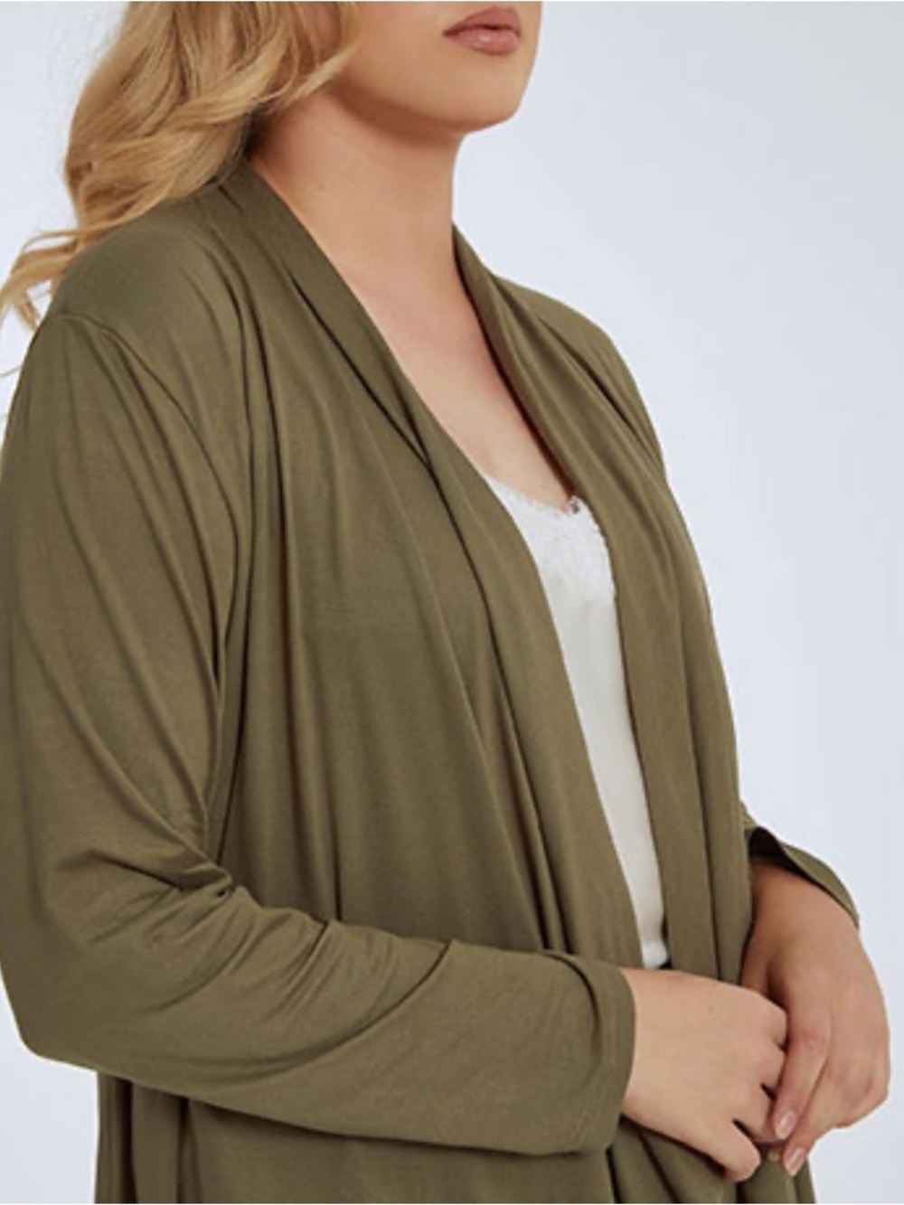 GAP Olive Open Drape Front Cardigan